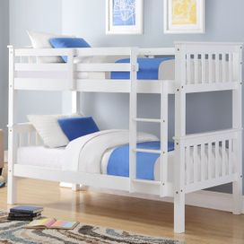 Painted wooden framed bunk beds in white or grey £329. Can split to 2 single frames. Supplied with 2 mattresses £499